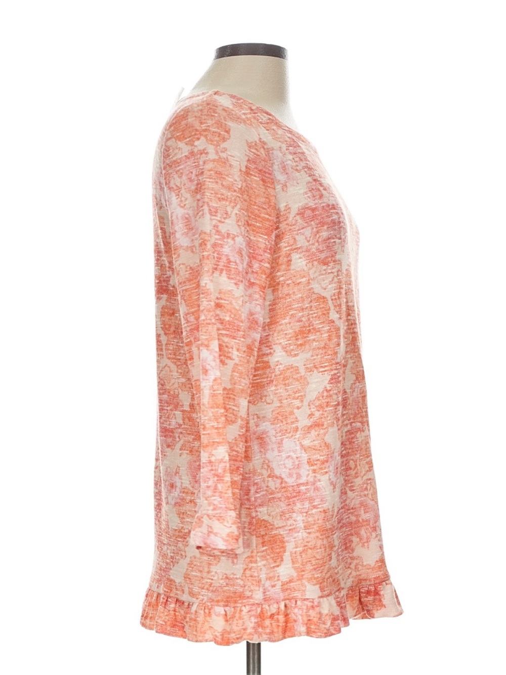 Rose +Olive Womens Orange Floral Long Sleeve Top - Picture 7 of 10